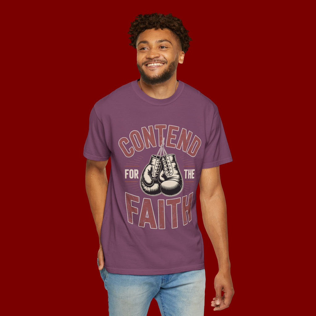 Contend for the Faith T-Shirt — Vintage Boxing Gloves Christian Tee