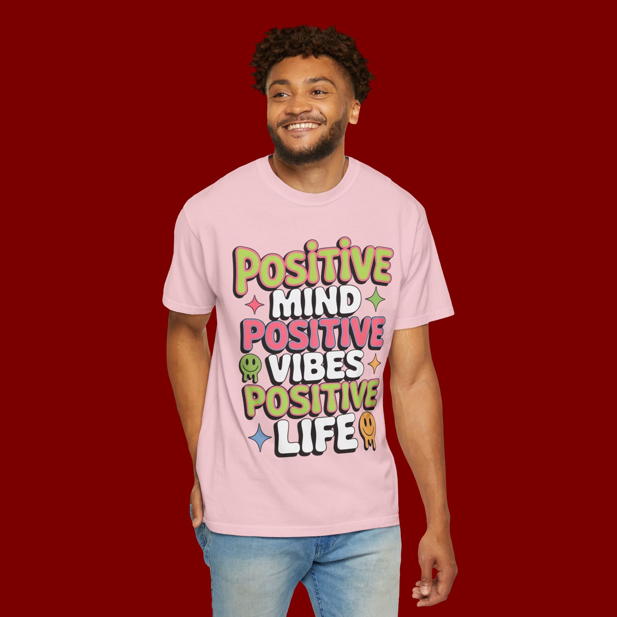 Positive Mind Positive Vibes Positive Life T-Shirt — Retro Smile Graphic Tee