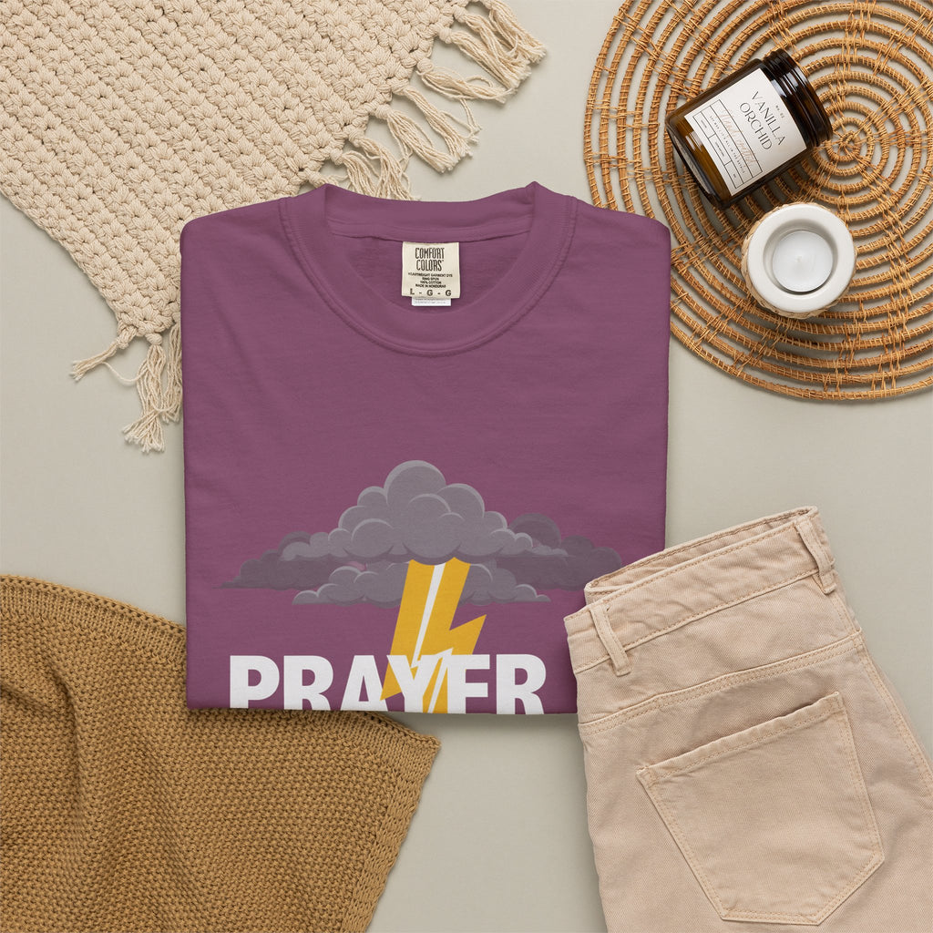 Prayer Is a Weapon T-Shirt — Christian Faith Lightning Graphic Tee