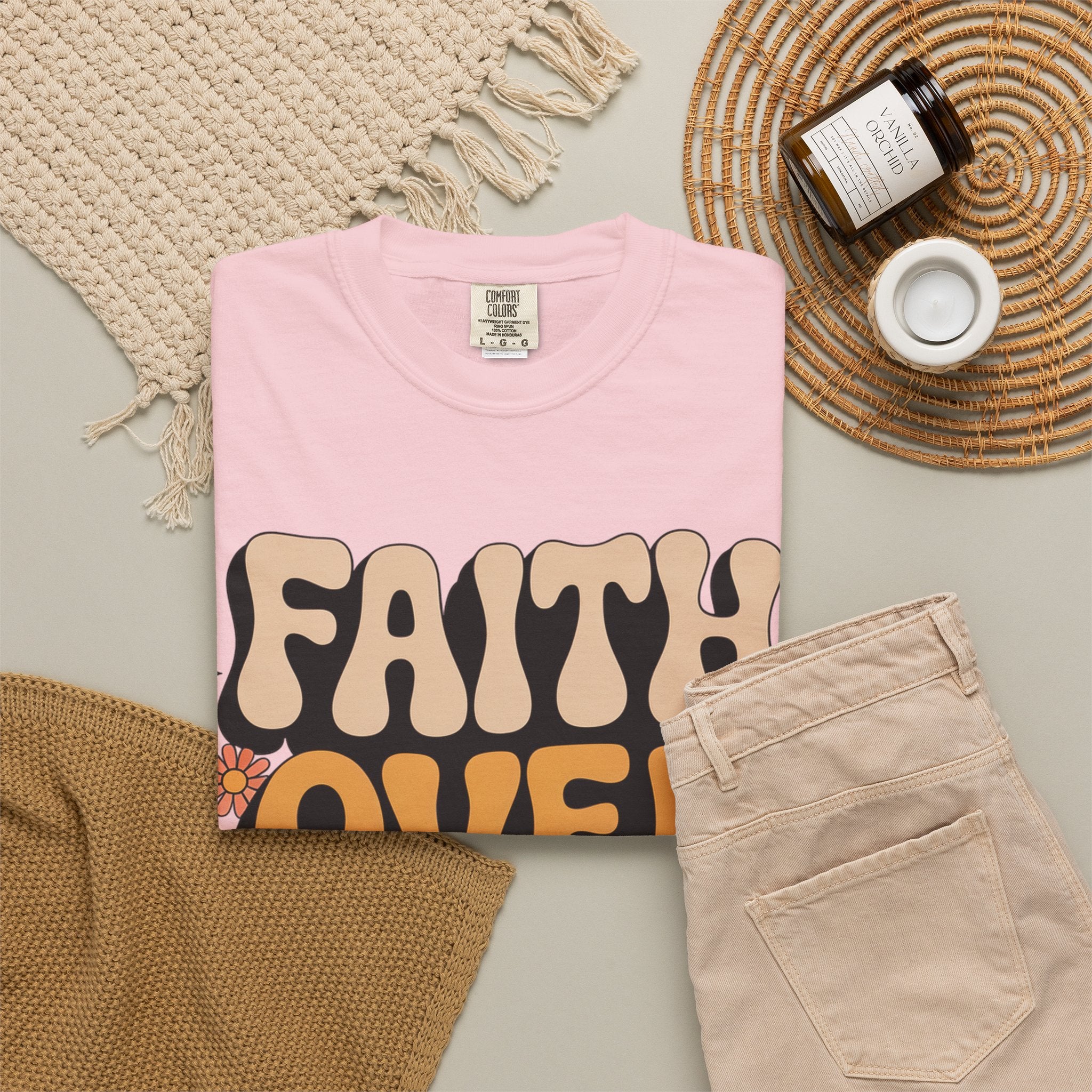 Faith Over Fear T‑Shirt — Retro Floral Inspirational Tee
