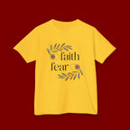 Faith Over Fear Kids T‑Shirt — Floral Inspirational Tee for Boys & Girls