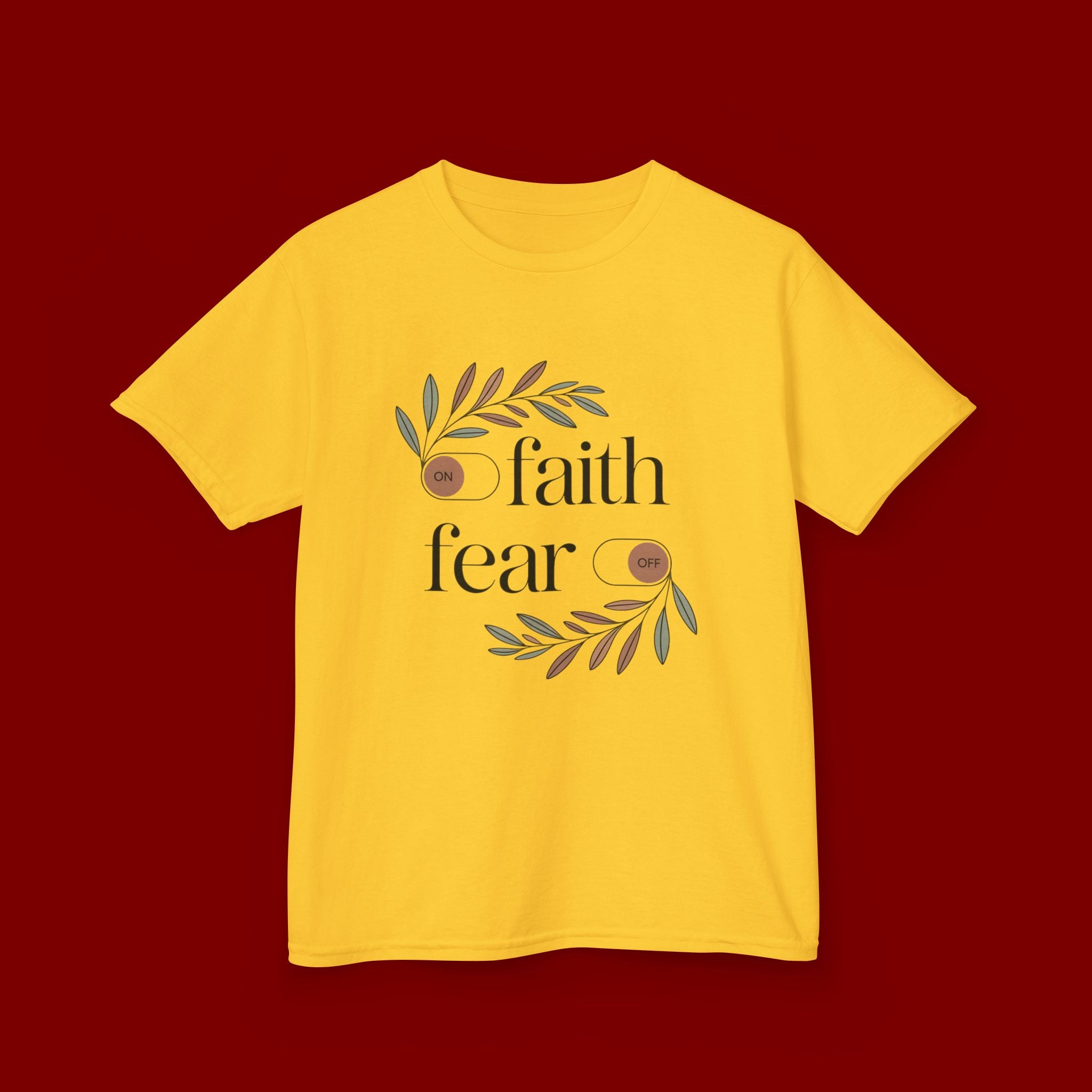 Faith Over Fear Kids T‑Shirt — Floral Inspirational Tee for Boys & Girls