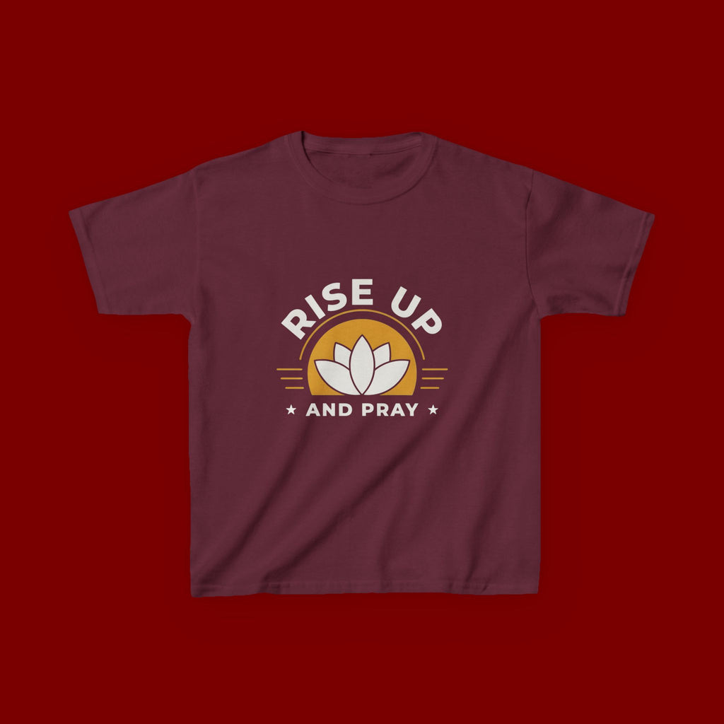 Kids T-Shirt - "Rise Up and Pray" Inspirational Christian Tee for Children