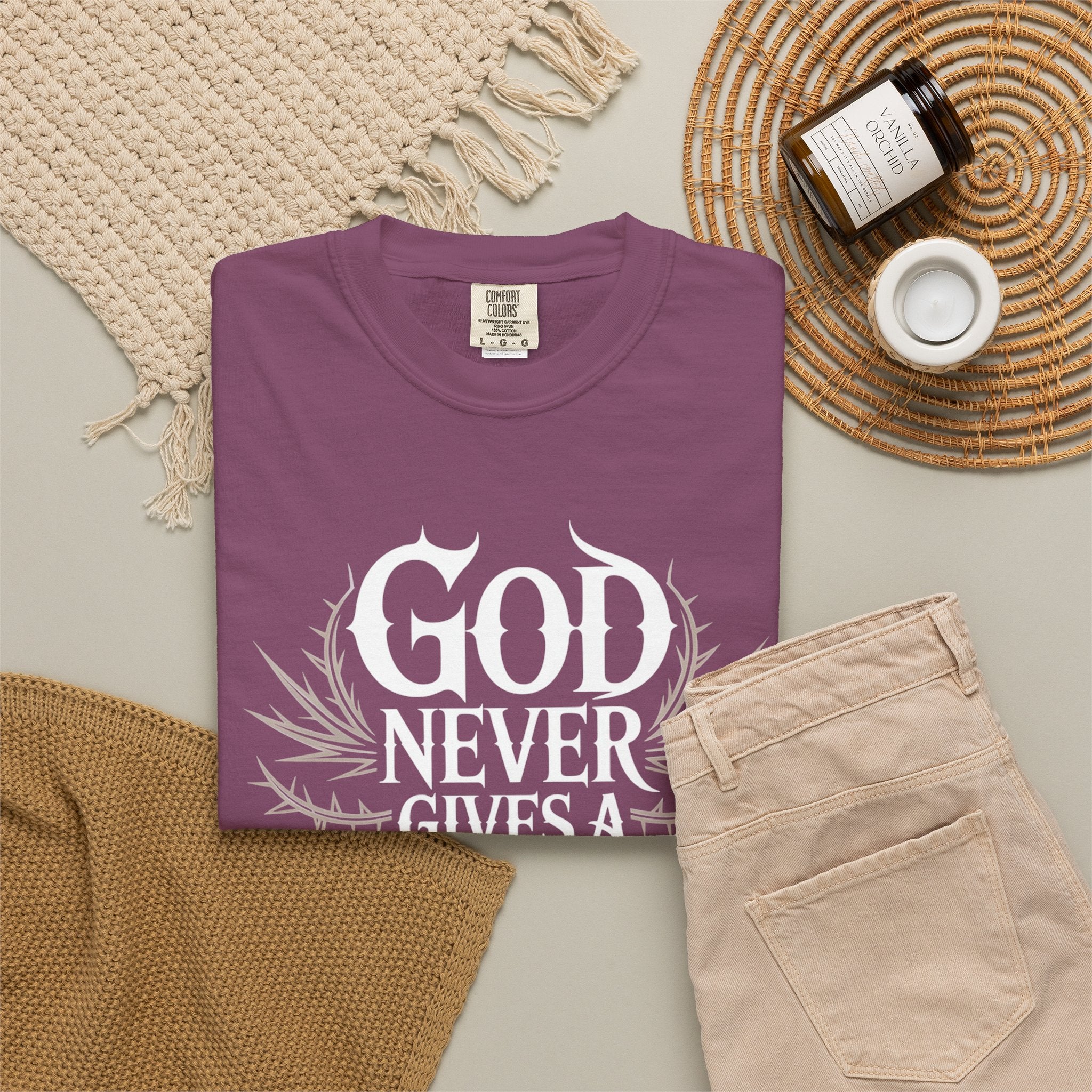 Inspirational Christian T-Shirt — "God Never Gives a Burden You Can't Bear" Tee