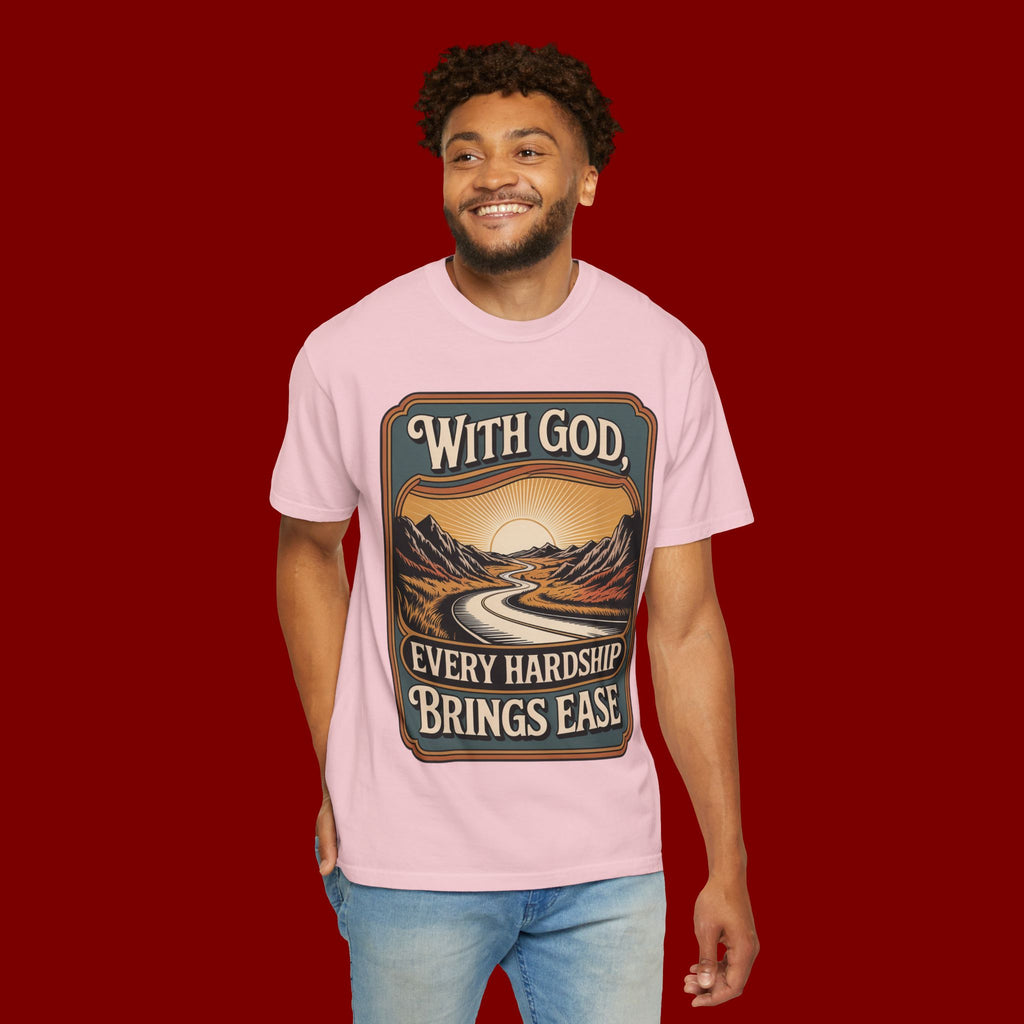 Inspirational Graphic T-Shirt — "With God, Every Hardship Brings Ease"