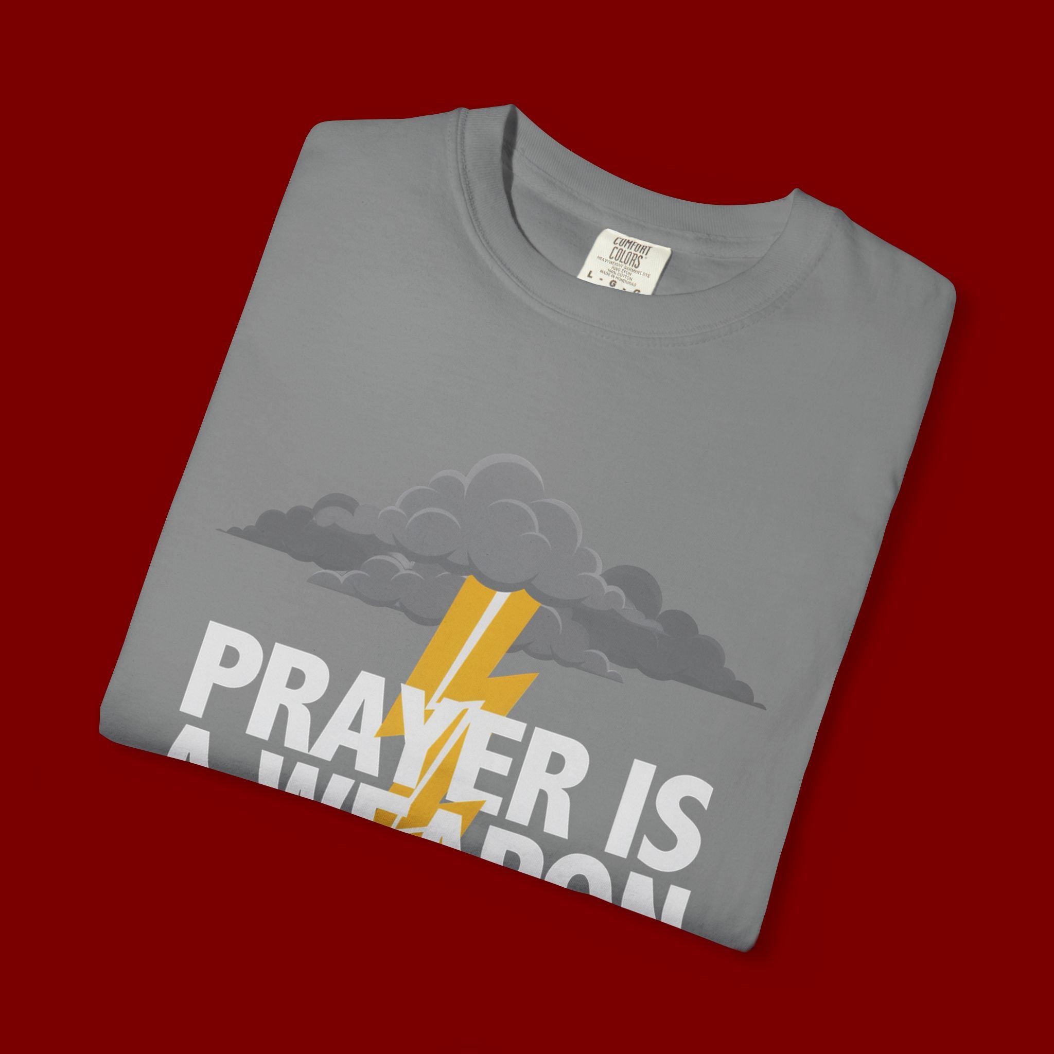 Prayer Is a Weapon T-Shirt — Christian Faith Lightning Graphic Tee