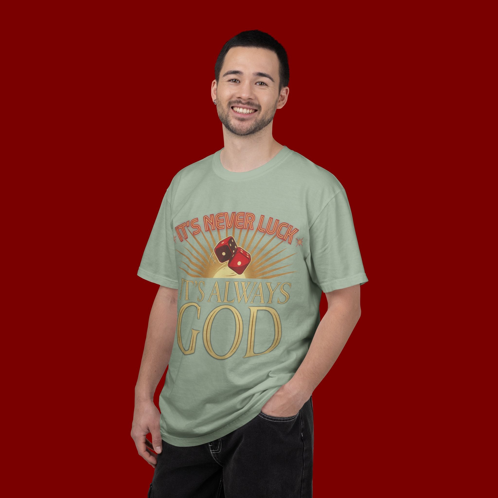 "It's Never Luck, It's Always God" Christian Graphic T-Shirt