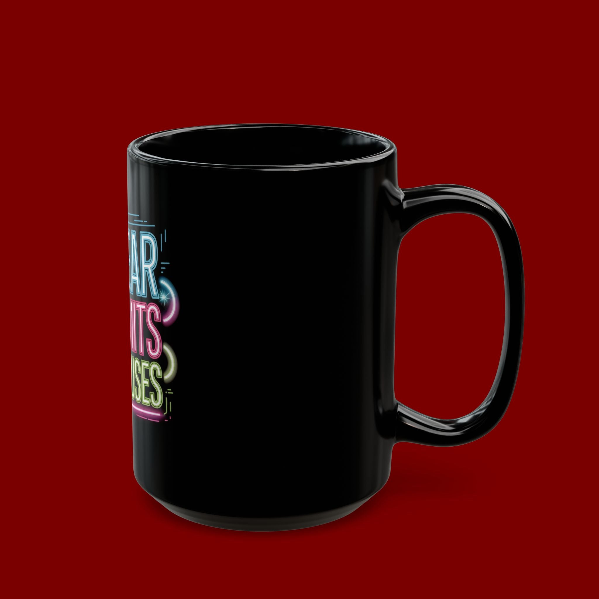 Motivational Mug — "No Fear, No Limits, No Excuses" Neon Coffee Cup