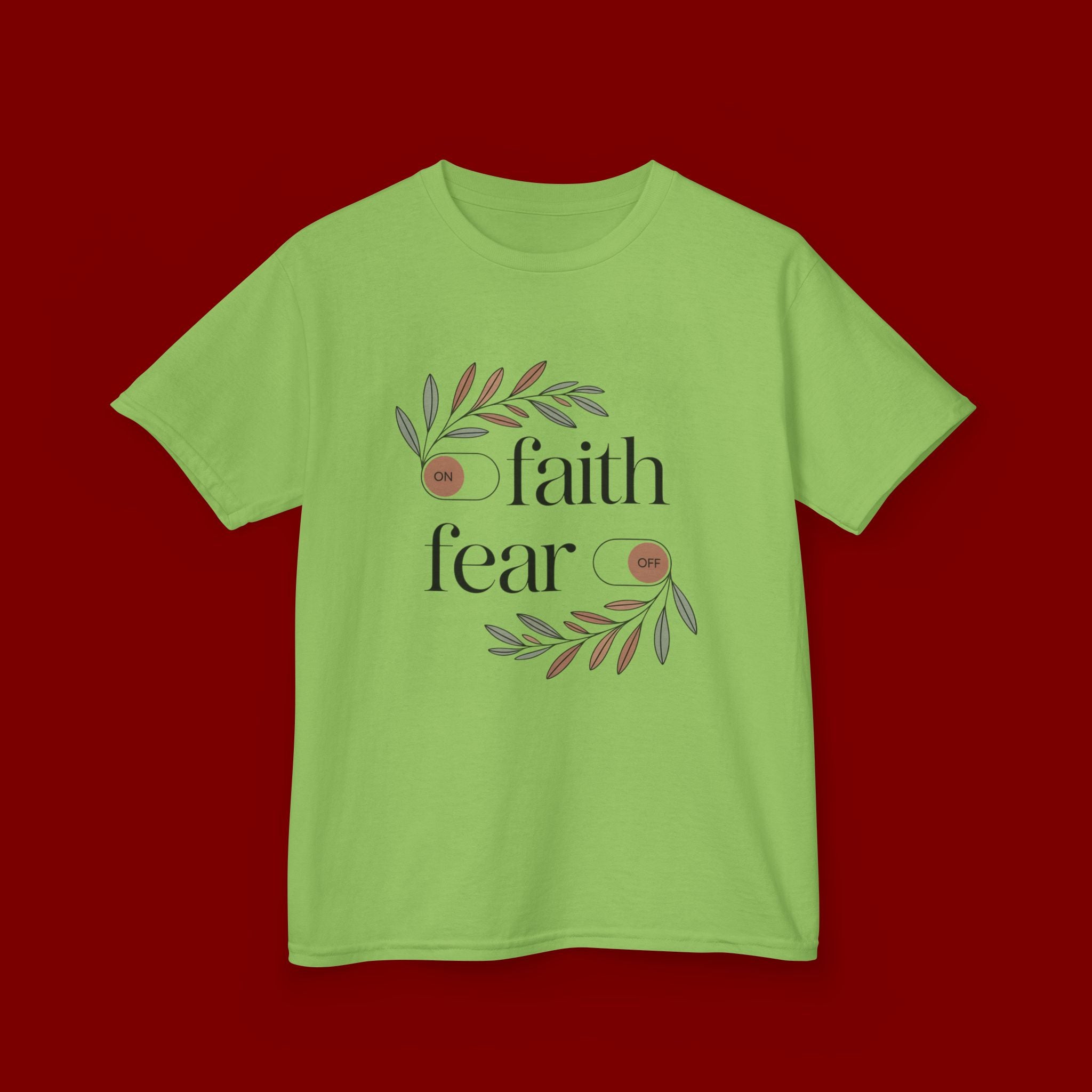 Faith Over Fear Kids T‑Shirt — Floral Inspirational Tee for Boys & Girls