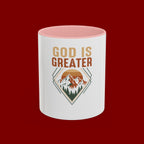 God Is Greater Mountain Coffee Mug — Inspirational Christian Accent Mug