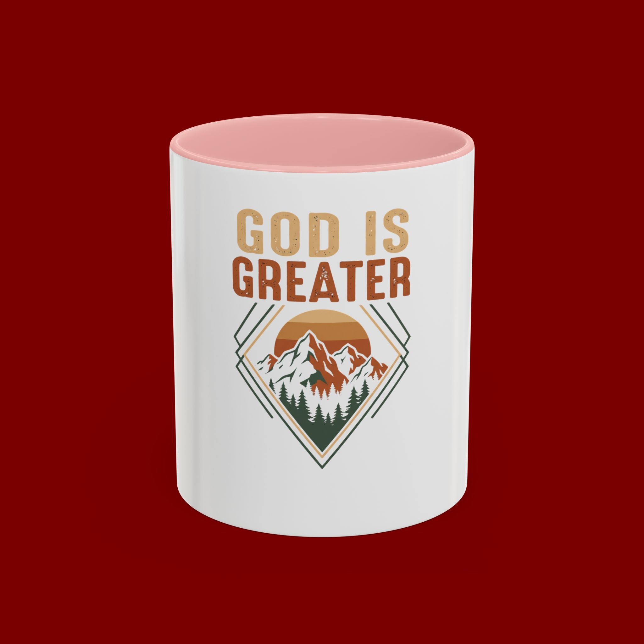 God Is Greater Mountain Coffee Mug — Inspirational Christian Accent Mug