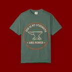 God Is My Strength T-Shirt — Christian Faith Anvil Graphic Tee