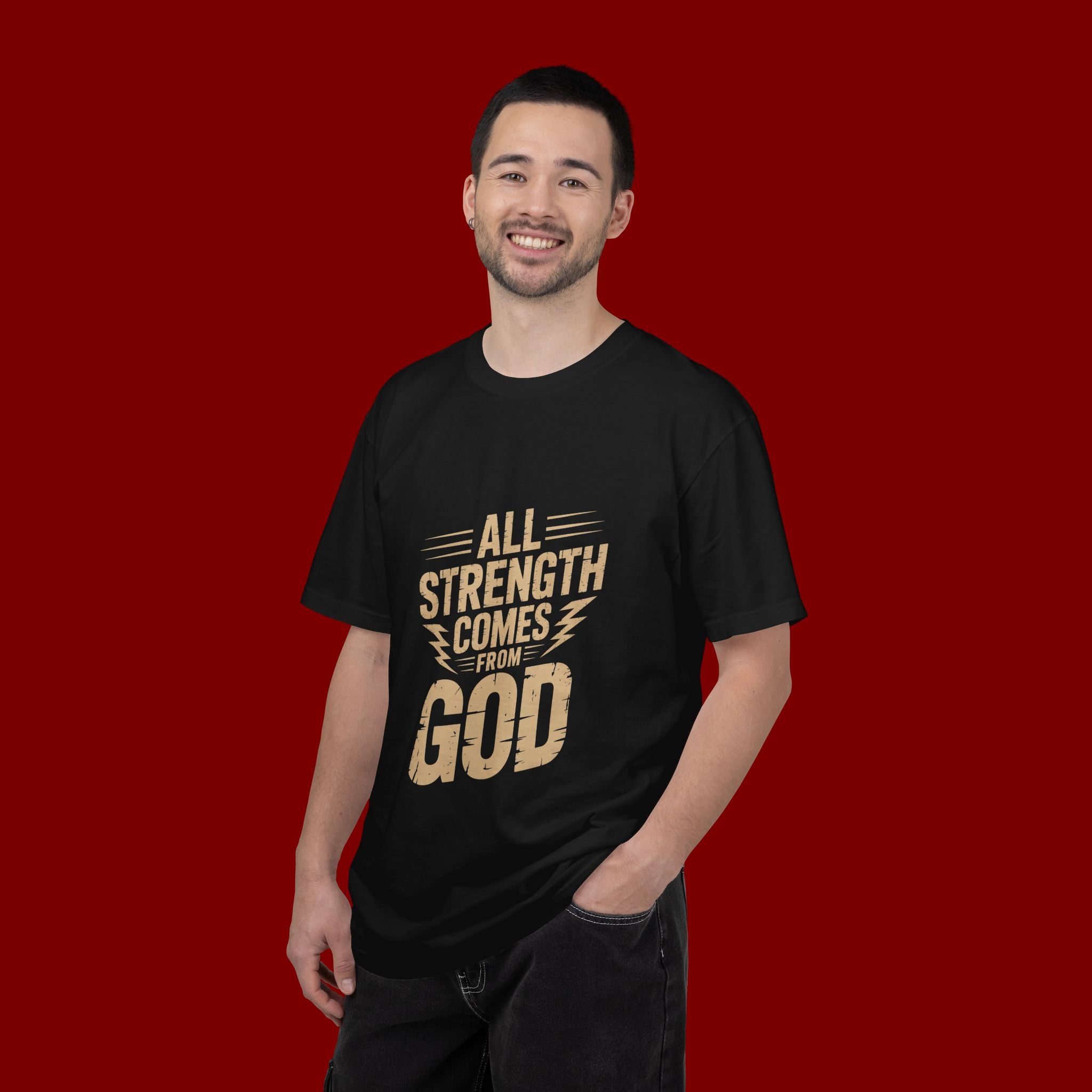 All Strength Comes From God T-Shirt — Christian Faith Graphic Tee