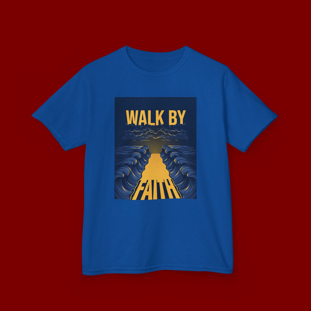 Kids T‑Shirt — "Walk By Faith" Inspirational Graphic Tee for Children