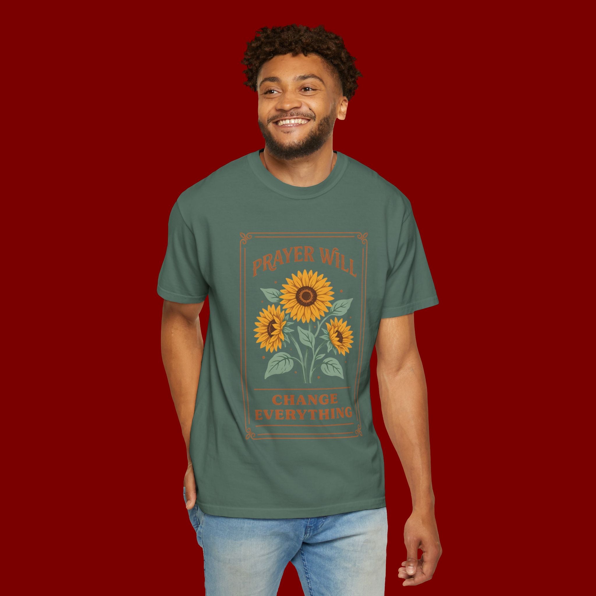 Prayer Will Change Everything T-Shirt — Sunflower Faith Graphic Tee