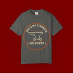 God Is My Strength T-Shirt — Christian Faith Anvil Graphic Tee