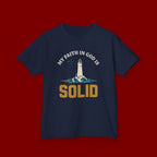 Kids T-Shirt — “My Faith in God is Solid” Lighthouse Christian Tee