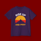 Kids Tee — "Rise Up and Pray" Mountain Sunrise Faith T‑Shirt