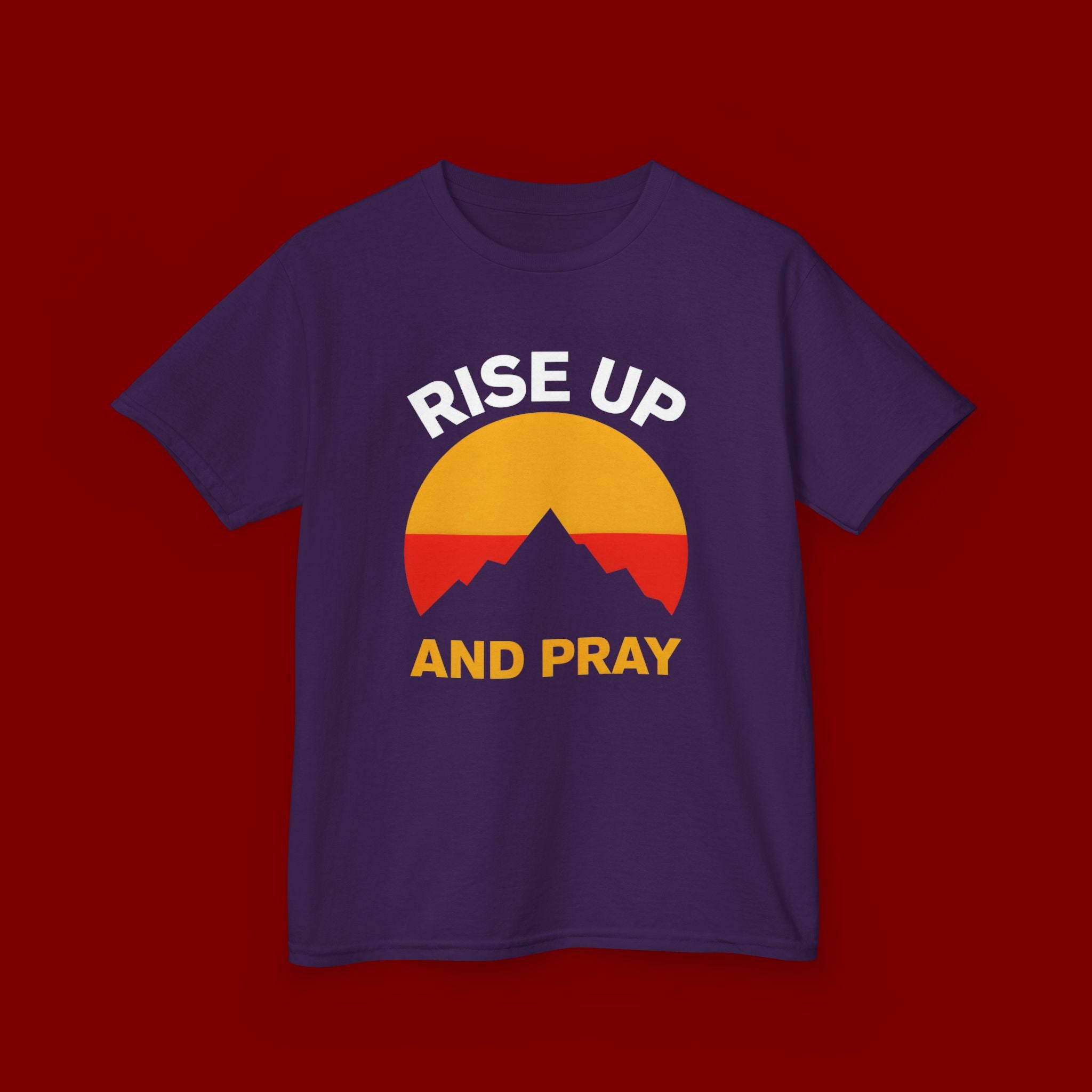 Kids Tee — "Rise Up and Pray" Mountain Sunrise Faith T‑Shirt