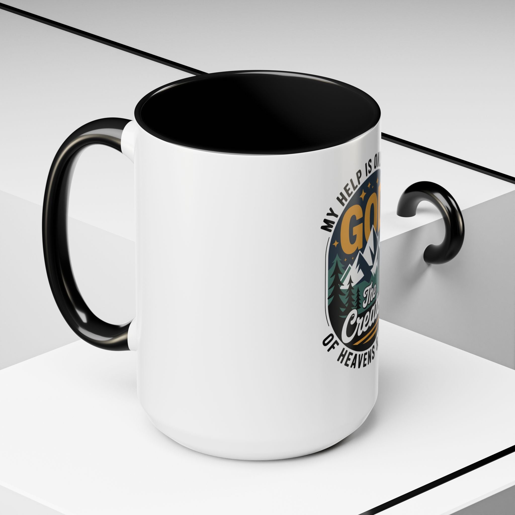 Christian Coffee Mug — “My Help Is Only From God The Creator” Accent Mug