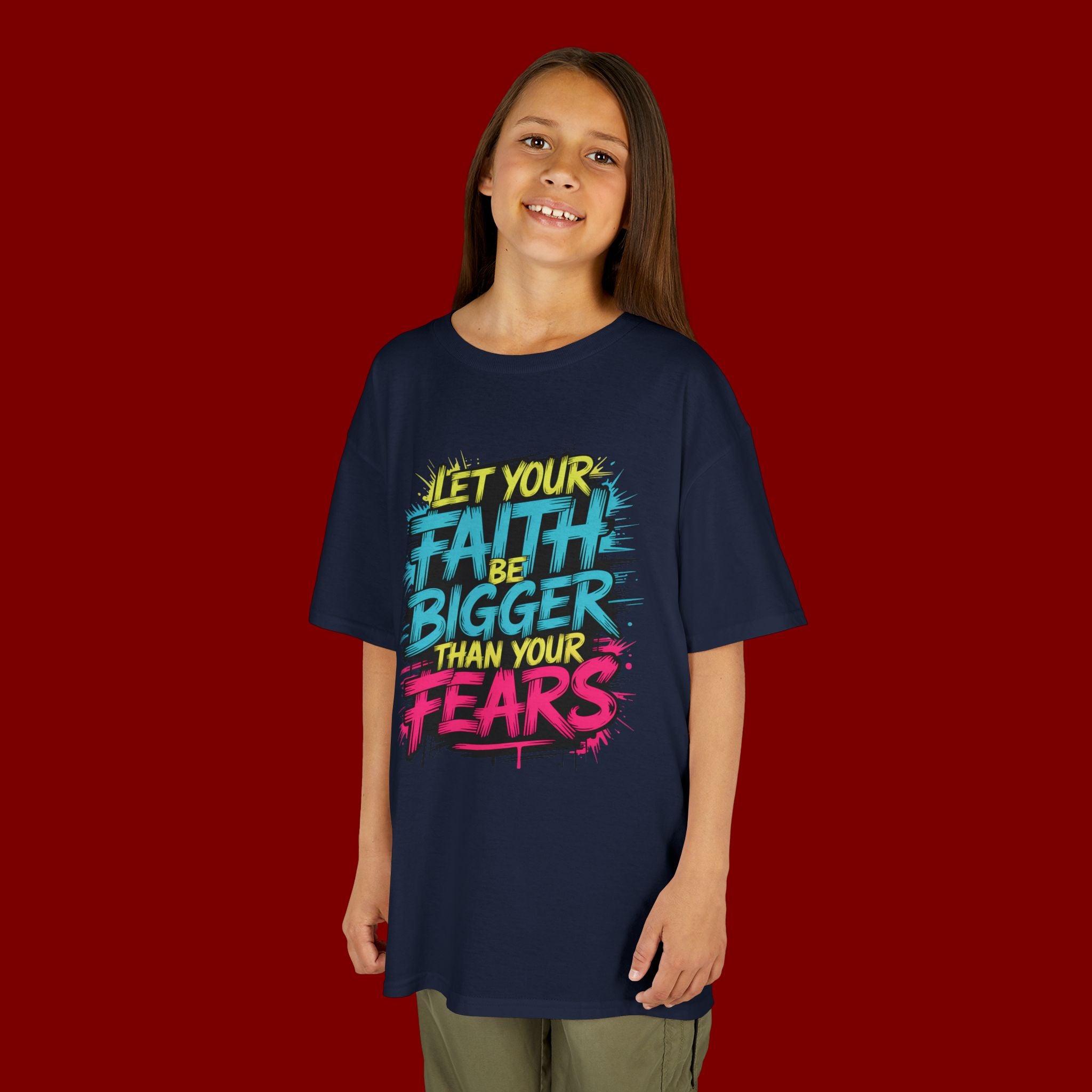 Kids Tee — "Let Your Faith Be Bigger Than Your Fears" Inspirational Graphic
