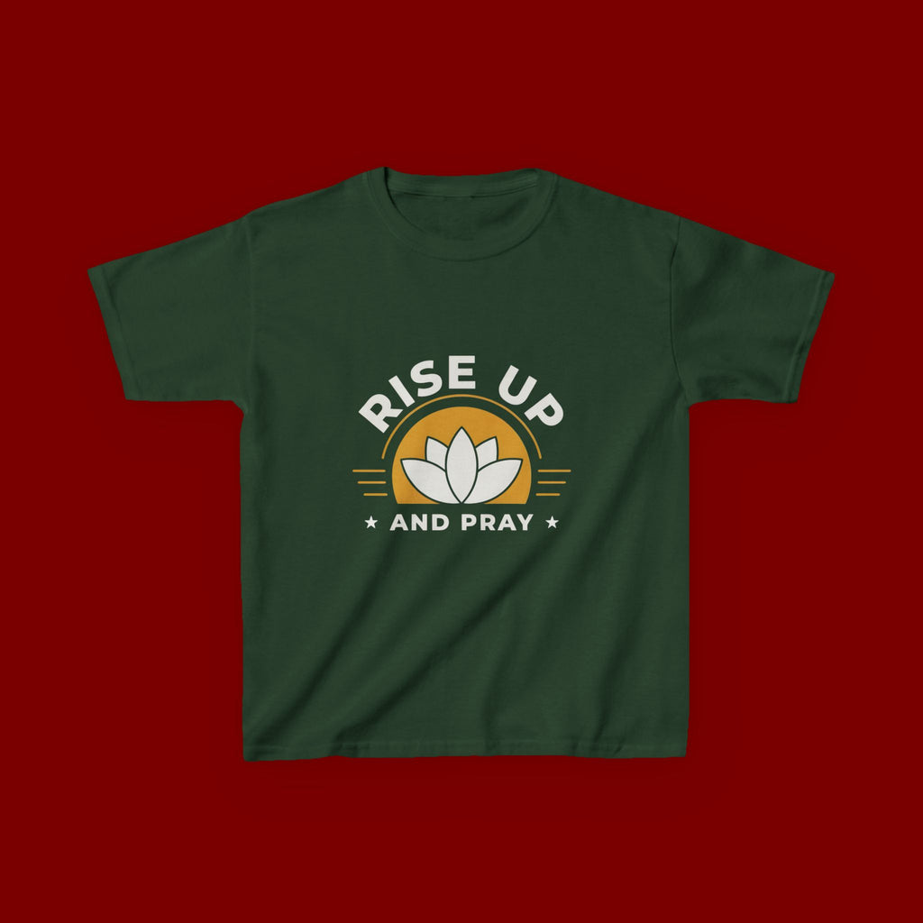 Kids T-Shirt - "Rise Up and Pray" Inspirational Christian Tee for Children