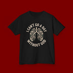 Kids T-Shirt – "I Can't Go a Day Without God" Floral Lungs Christian Tee