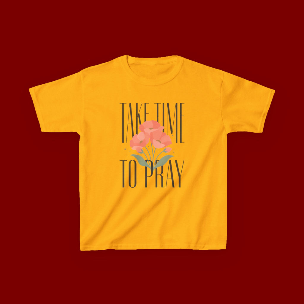 Kids Tee — "Take Time to Pray" Floral Christian Shirt