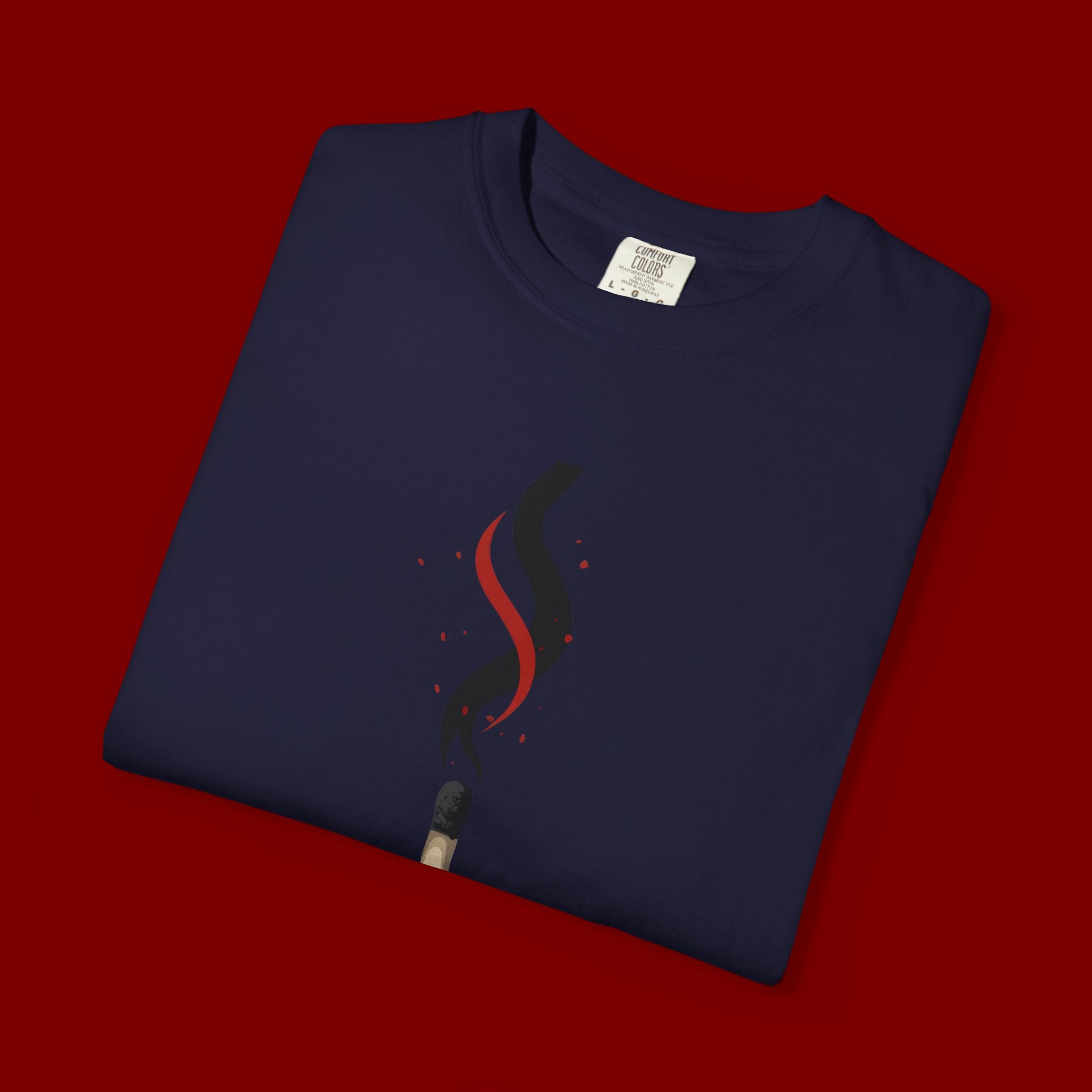 Matchstick Graphic Tee — "Time Never" Minimalist Smoky Design