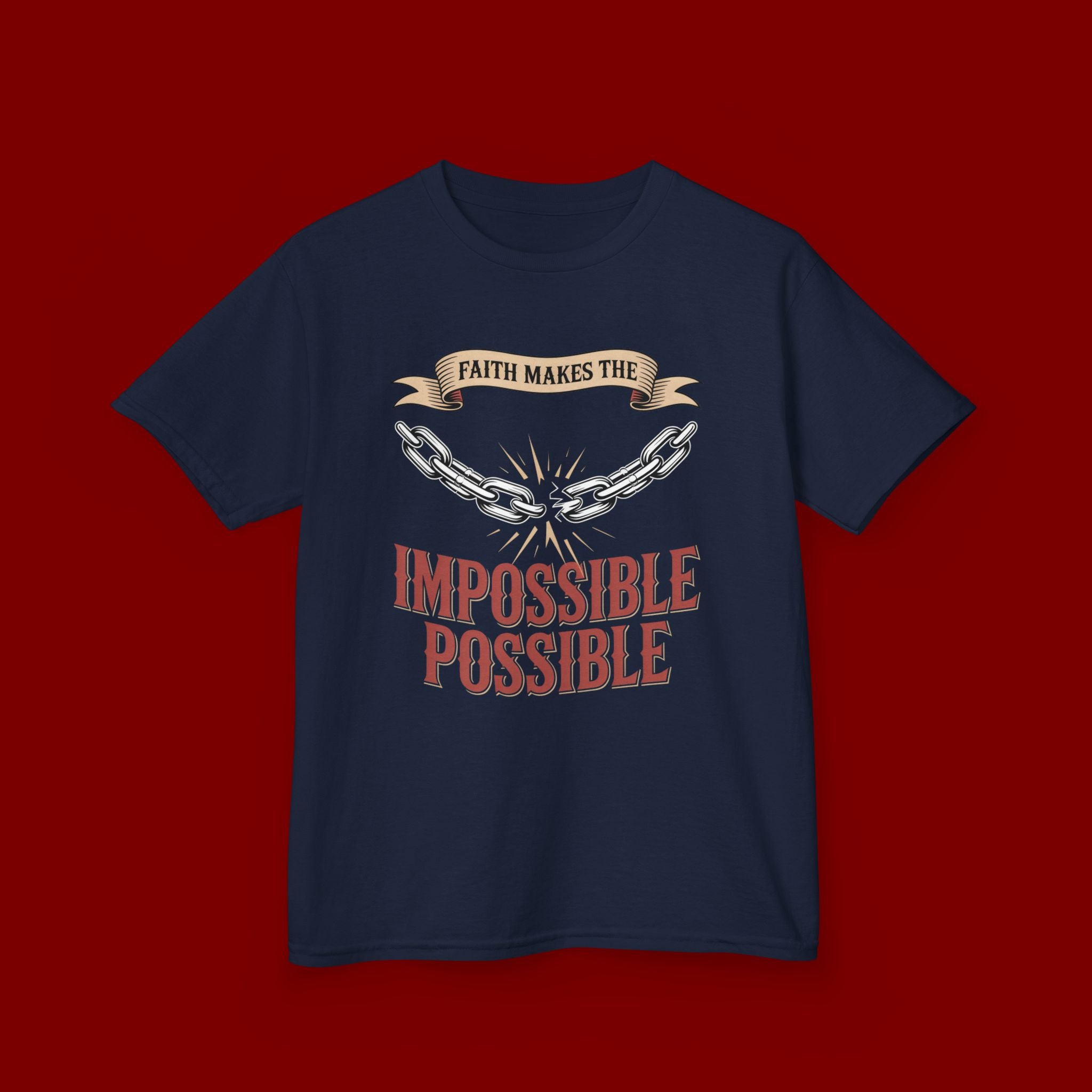 Kids Tee — "Faith Makes the Impossible Possible" Inspirational Graphic