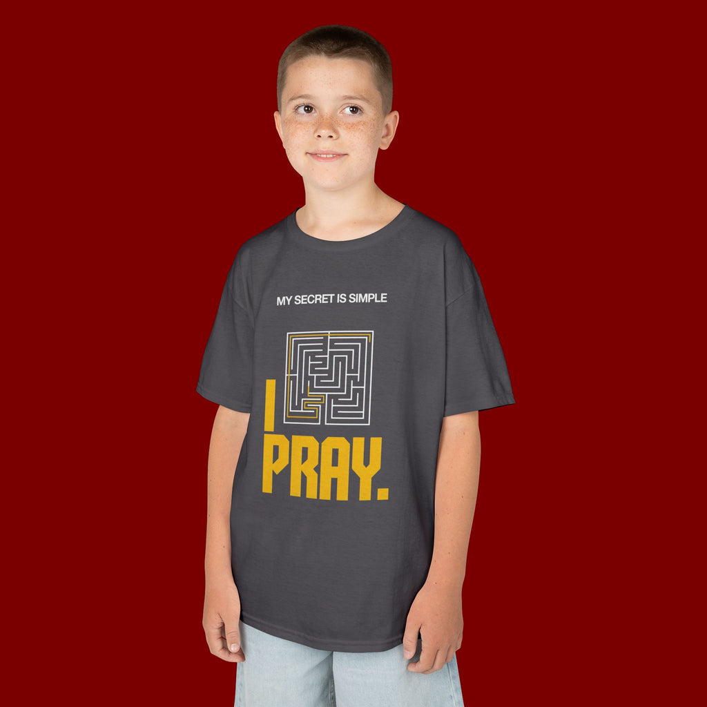 Kids Tee — "My Secret Is Simple: I Pray." Maze Faith T‑Shirt