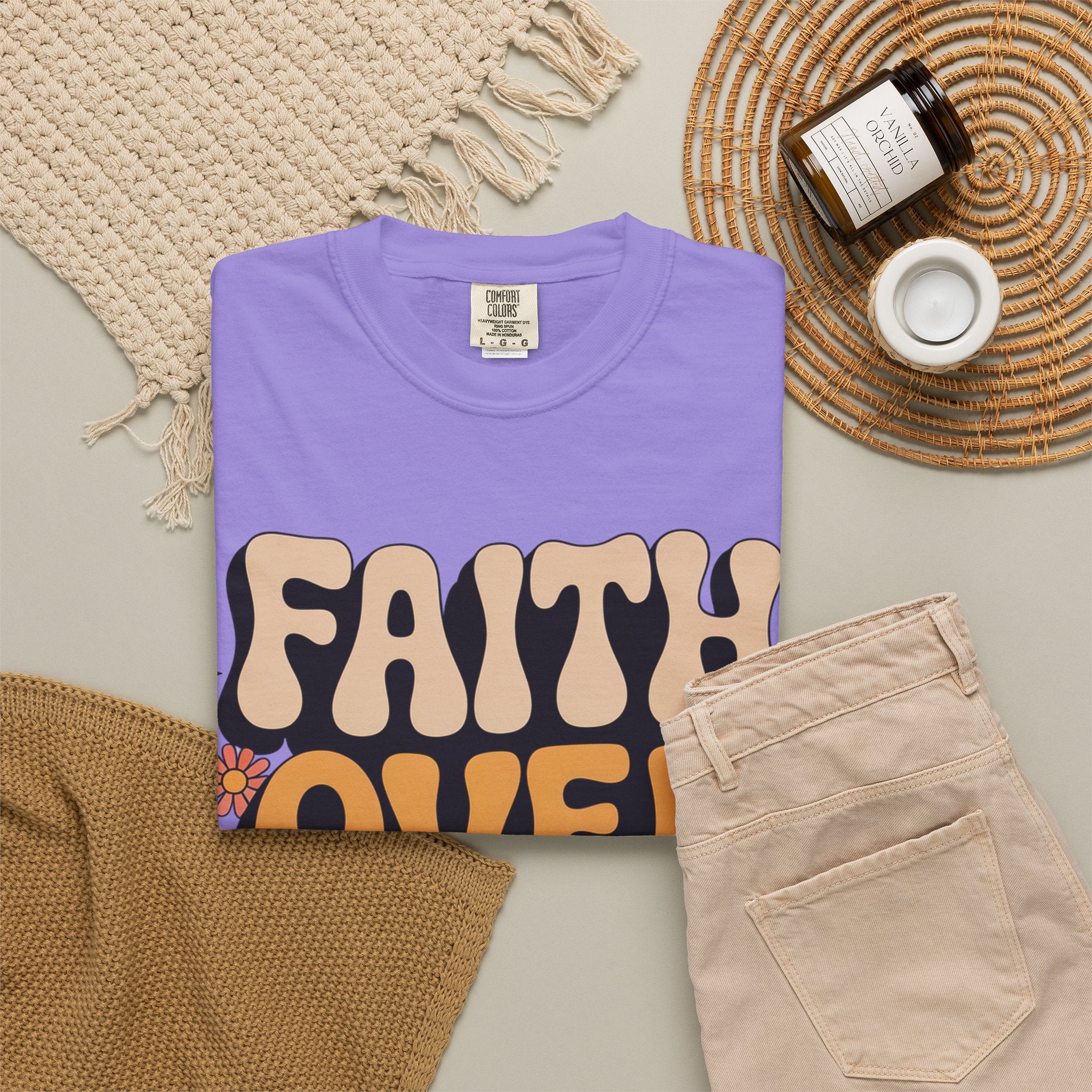 Faith Over Fear T‑Shirt — Retro Floral Inspirational Tee