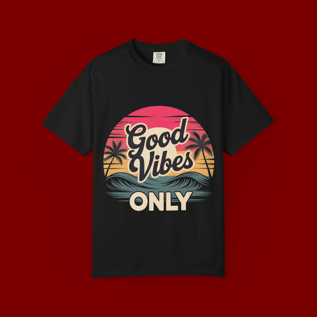Good Vibes Only T-Shirt — Retro Sunset Palm Tee