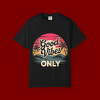 Good Vibes Only T-Shirt — Retro Sunset Palm Tee