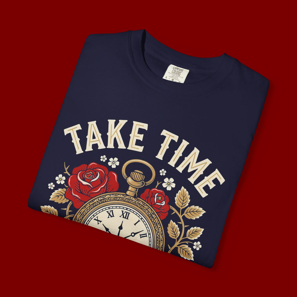 Take Time to Pray Pocket Watch T-Shirt — Faith-Based Floral Christian Tee