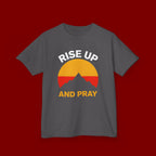 Kids Tee — "Rise Up and Pray" Mountain Sunrise Faith T‑Shirt