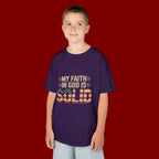 Kids Tee — "My Faith in God is Solid" Patriotic Christian T-Shirt