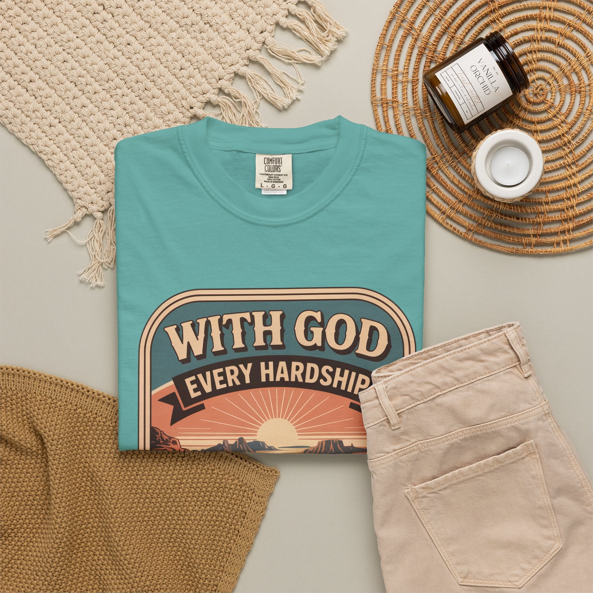 Scripture Comfort T-Shirt — "With God Every Hardship Brings Ease" Christian Faith Tee