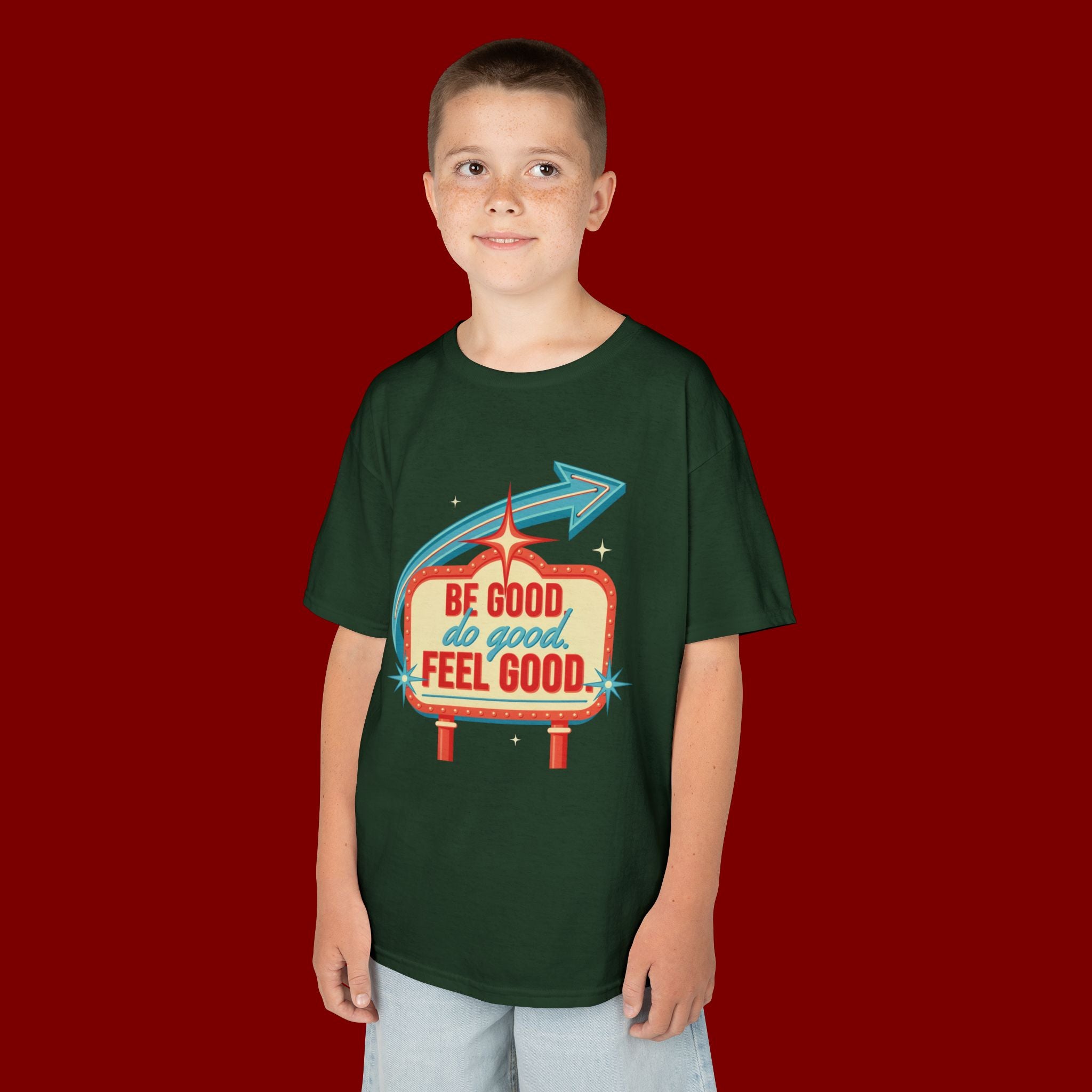 Kids Tee — Retro 'Be Good, Do Good, Feel Good' Positive Message Shirt