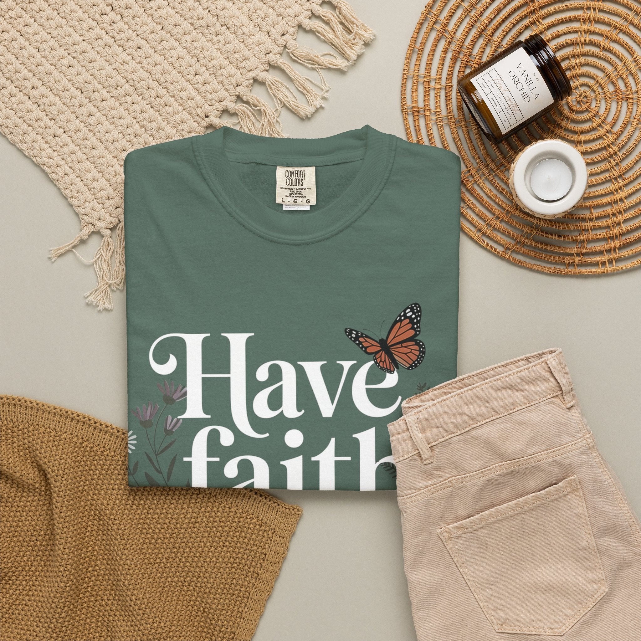 Have Faith in God T-Shirt — Christian Inspirational Tee with Butterflies