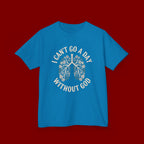 Kids T-Shirt – "I Can't Go a Day Without God" Floral Lungs Christian Tee