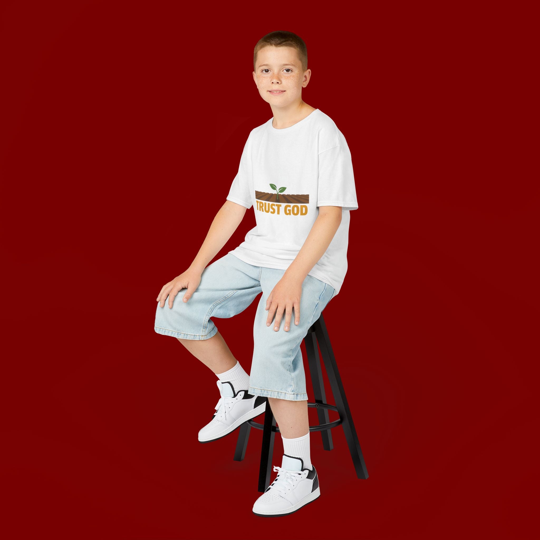 Kids Tee — "Trust God" Sprout Graphic