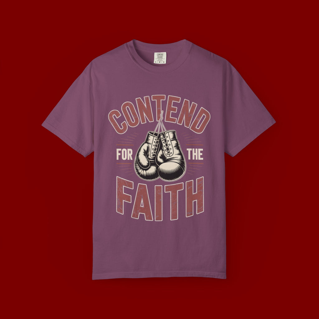 Contend for the Faith T-Shirt — Vintage Boxing Gloves Christian Tee