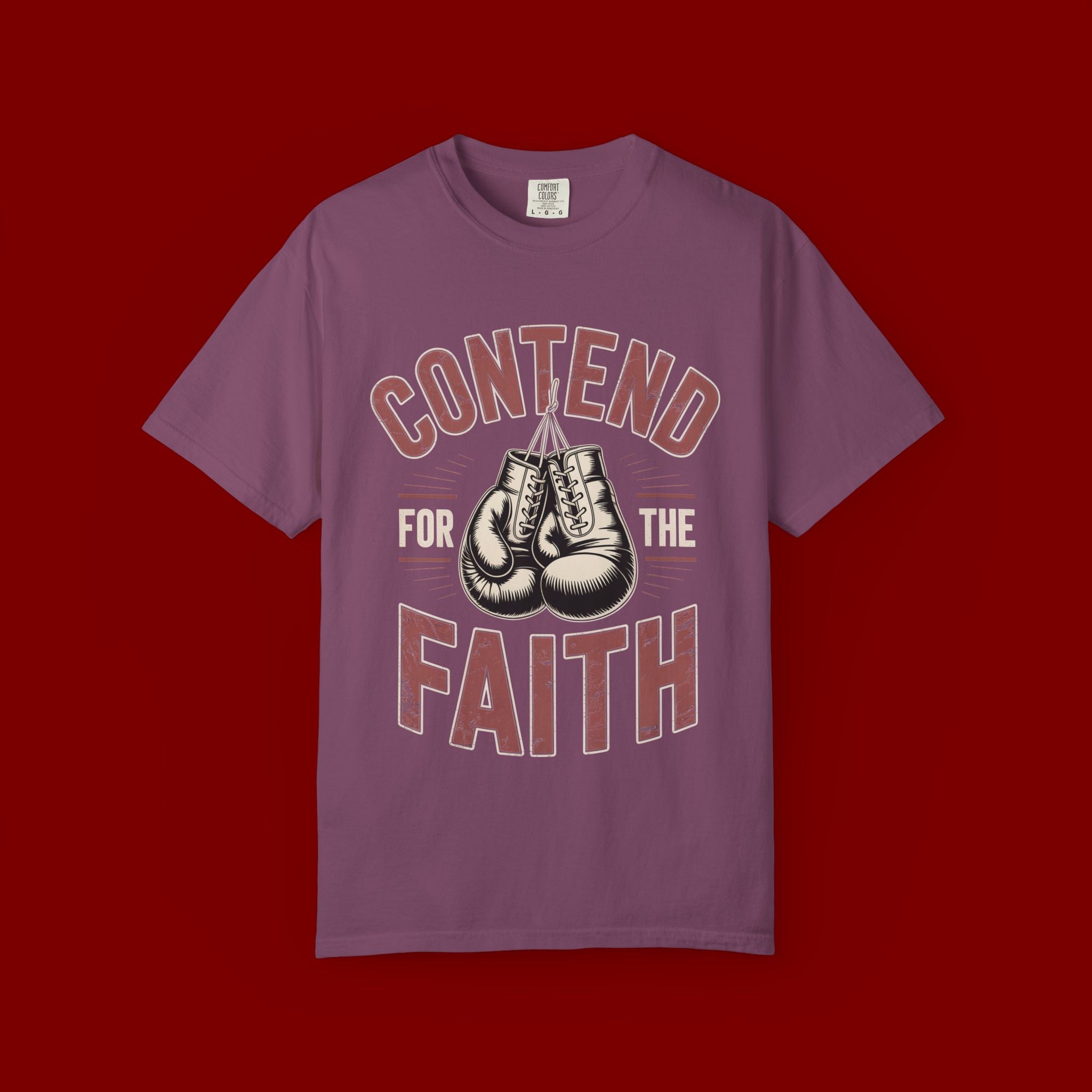 Contend for the Faith T-Shirt — Vintage Boxing Gloves Christian Tee