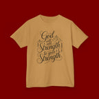 Kids T‑Shirt — "God Will Add Strength to Your Strength" Inspirational Faith Tee