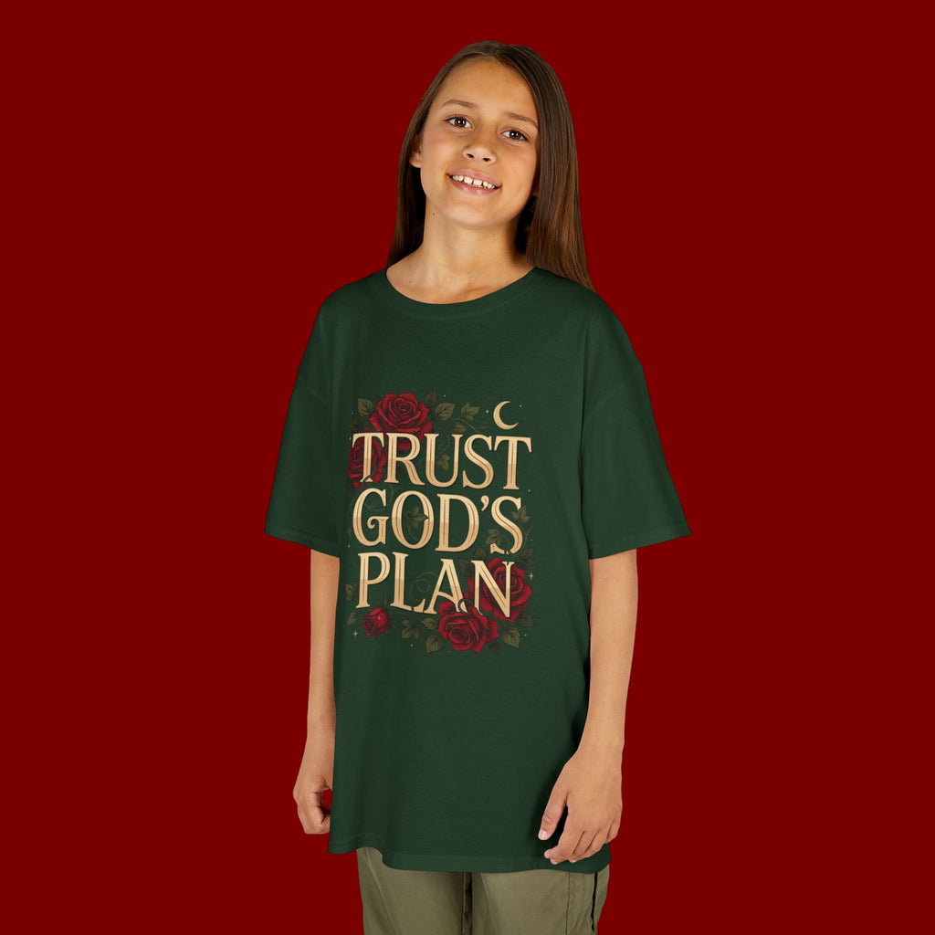 Kids Tee — "Trust God's Plan" Floral Faith T‑Shirt