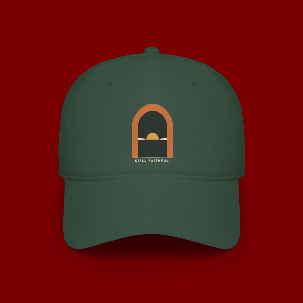 Lighthouse Sunset Cap — "Trust God" Embroidered Low Profile Baseball Hat