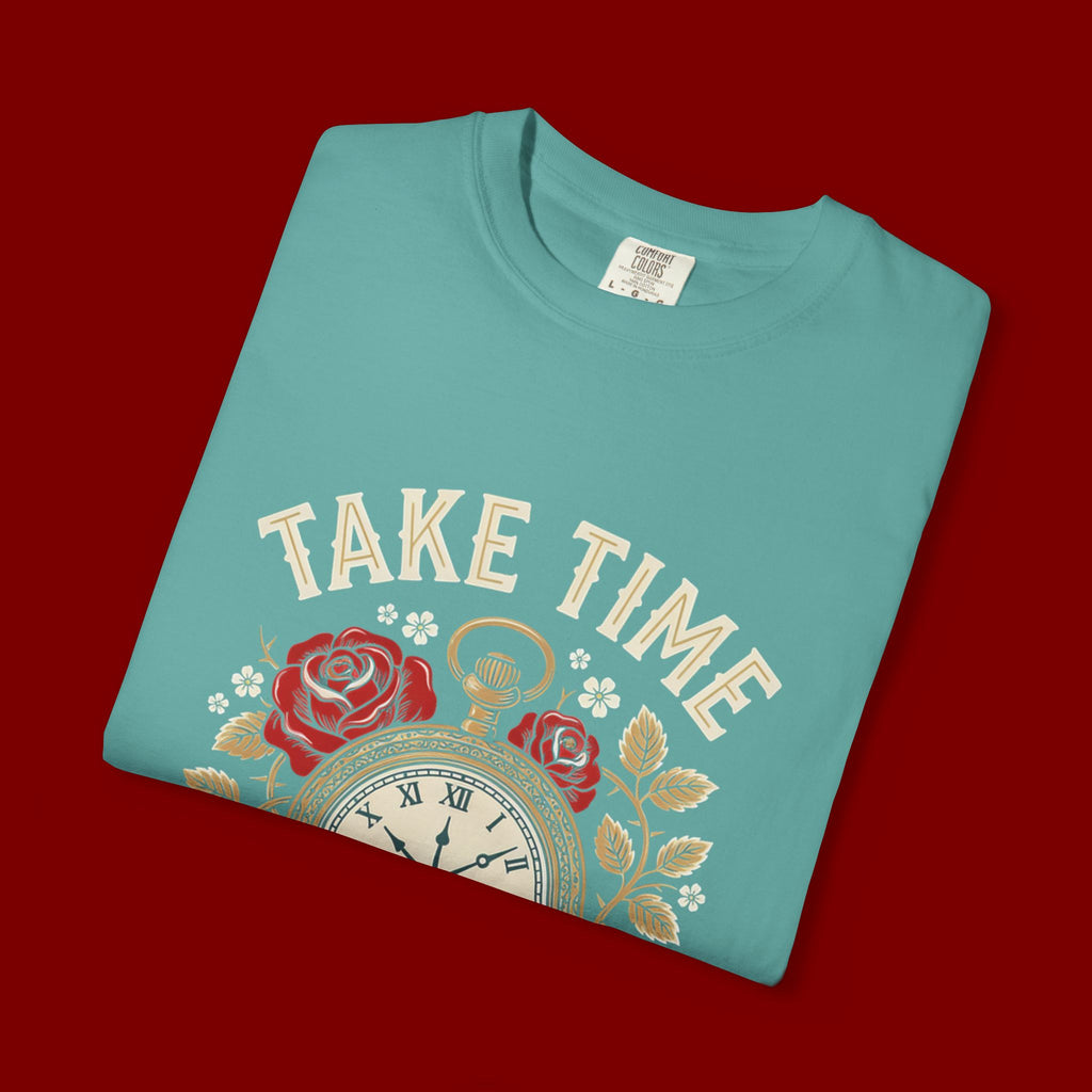 Take Time to Pray T‑Shirt — Vintage Pocket Watch & Roses Spiritual Tee