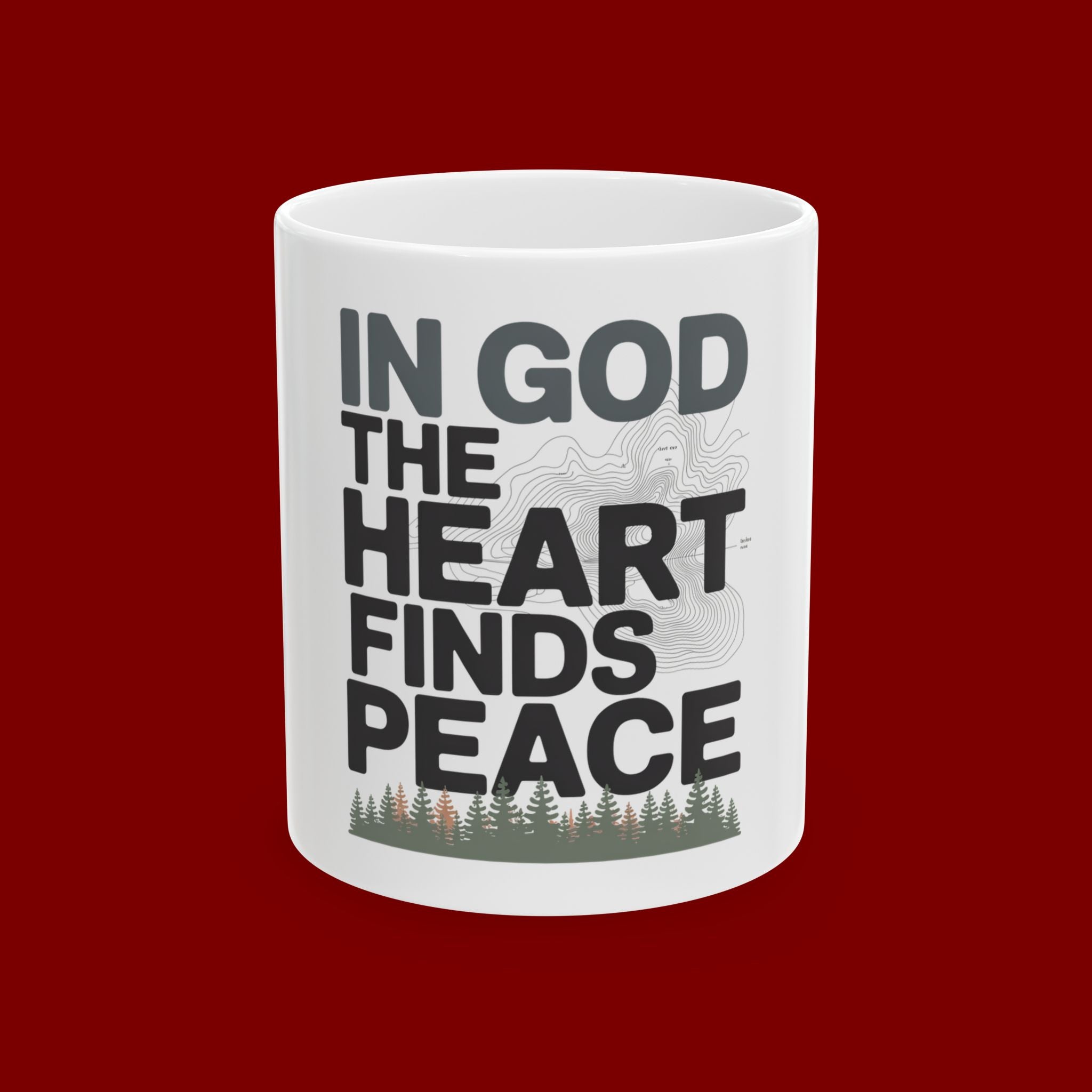 Christian Inspirational Mug - "In God The Heart Finds Peace" Ceramic Coffee Cup (11oz, 15oz)