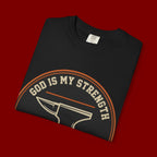God Is My Strength T-Shirt — Christian Faith Anvil Graphic Tee